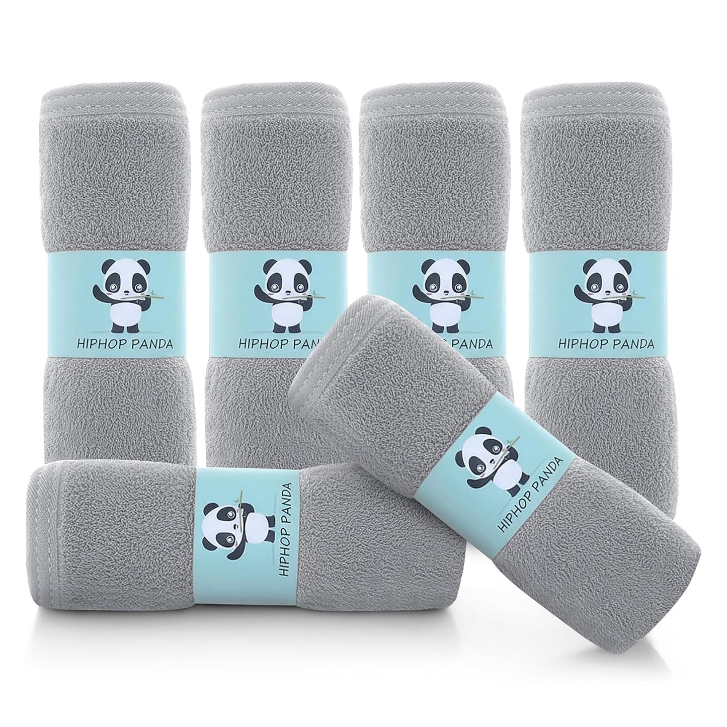 Baby Washcloths, Rayon Made from Bamboo - 2 Layer Ultra Soft Absorbent Newborn Bath Face Towel - Reusable Baby Wipes for Delicate Skin - Grey, 6 Pack
