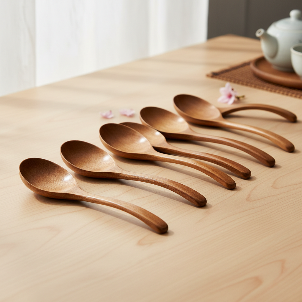 Wooden Spoons 6 Pieces 9 Inch Japanese Style Kitchen Utensil
