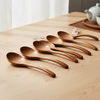 Wooden Spoons 6 Pieces 9 Inch Japanese Style Kitchen Utensil