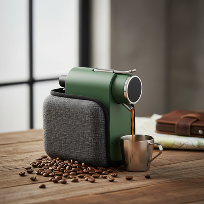Nanopresso Portable Espresso Maker Moss Green with Protective Case